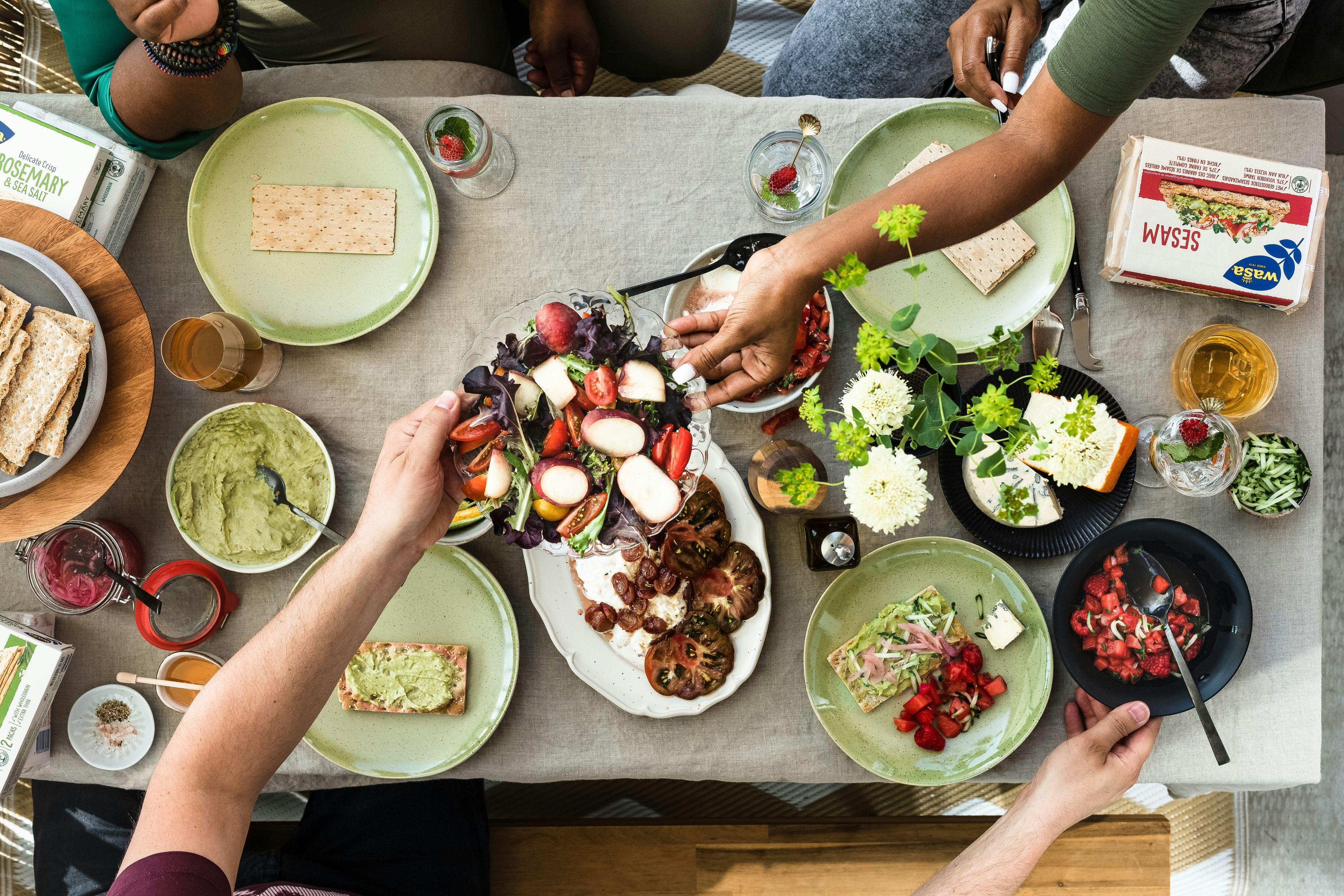 Friends sharing a meal together